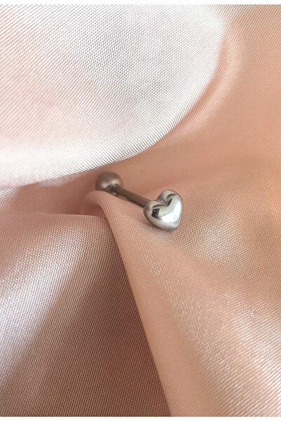 Bylin Cerrahi Çelik Sevgiliye Kalp Dil Piercingi - Bar Uzunluğu 18 Mm - 1 Adet