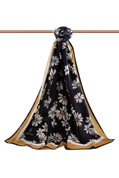 Vissona Γυναικείο σάλι πολυτελείας Medina Silk Mustard