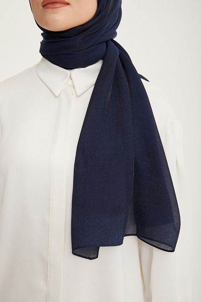 Armine Λεπτομερές σάλι με λαμπερό λογότυπο Navy Blue