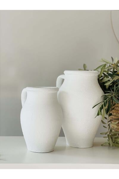 Allegorie.Co Limera 2li Tek Kulplu Vazo Dokulu Mat Beyaz