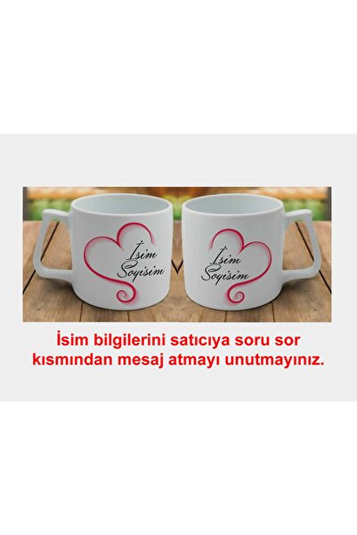 YG REKLAM Sevgililer Günü Eşlere Özel Isimli Nescafe Fincanı Kupa Bardak (2 A...