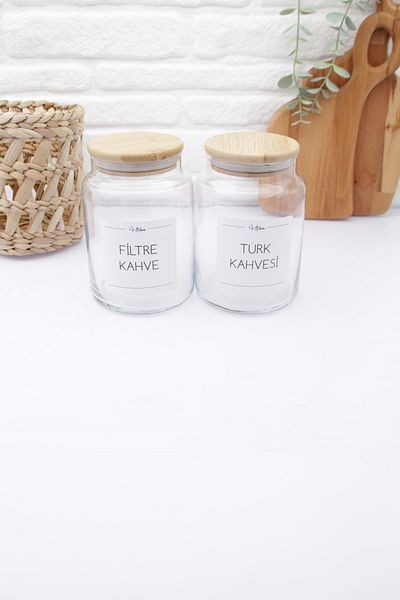 zezedesing Glass Turkish Coffee-filter Coffee Storage Jar with Bamboo Lid 890ml
