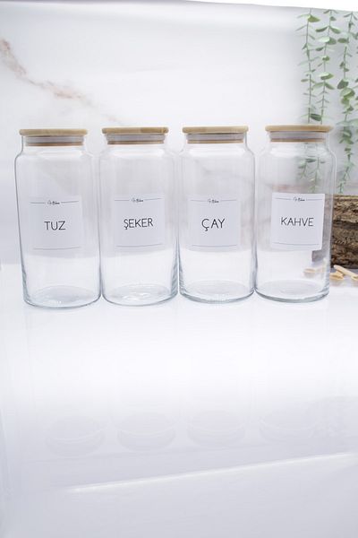 zezedesing Glass Tea-Coffee-Sugar-Salt Storage Jar with Bamboo Lid 1300ml