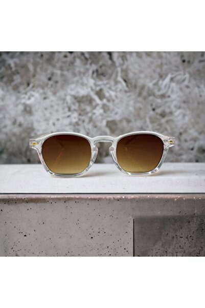 Goldmine نظارات شمسية من الزجاج البني بإطار شفاف للجنسين من Shane حماية من ال...