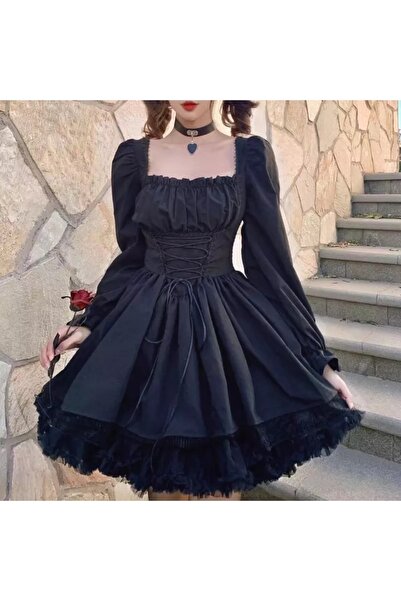Köstebek Kawaii Harajuku Fashion Gothic Balon Elbise