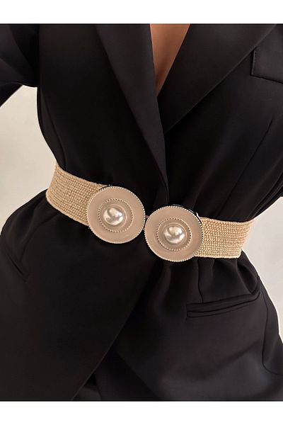 Fiori curea de damă elastică imbinata cu cataramă de perla, centură pentru jachetă, centură pentru cămașă, centură pentru rochie