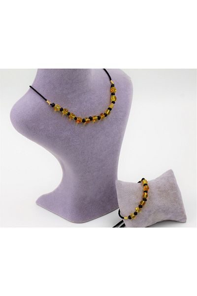 MYTAKIAĞACIMFH Damla Amber Necklace and Bracelet Natural Stone Set Certified (ADJUSTABLE)
