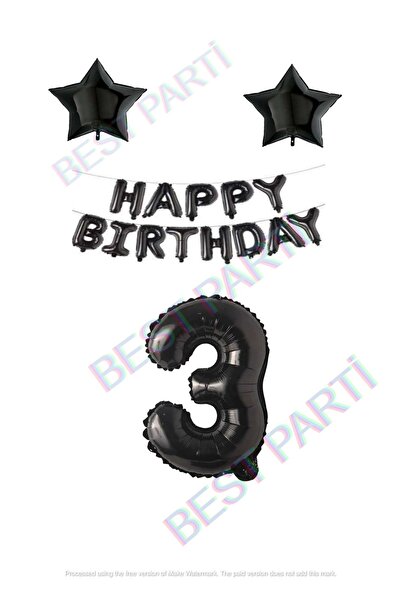 BEST PARTİ DOĞUM GÜNÜ PARTİ SÜSLERİ بالون عيد ميلاد سعيد باللون الأسود من رقا...