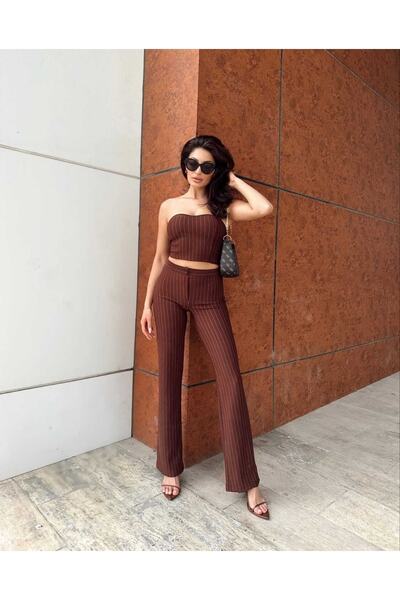 ZF BUTİK Ριγέ Μπουστάκι Διπλό Σετ