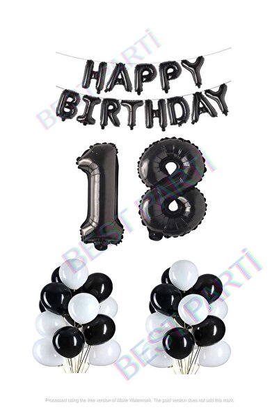 BEST PARTİ DOĞUM GÜNÜ PARTİ SÜSLERİ Happy Birthday Black Color Foil Balloon L...