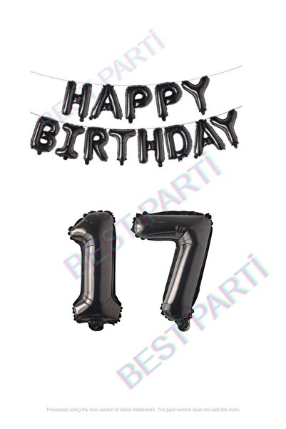 BEST PARTİ DOĞUM GÜNÜ PARTİ SÜSLERİ Happy Birthday Black Color Foil Balloon a...
