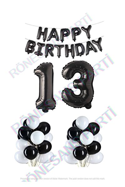 Genel Markalar Happy Bırthday Siyah Renk Folyo Balon Latex Balon Ve Folyo Rak...