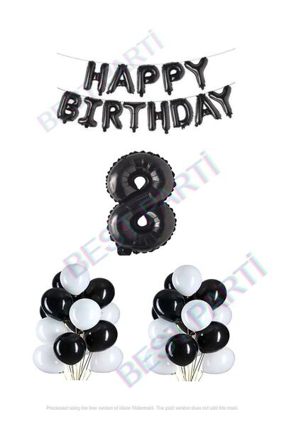 BEST PARTİ DOĞUM GÜNÜ PARTİ SÜSLERİ Happy Birthday Black Color Foil Balloon L...