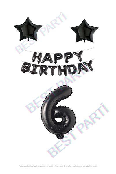 BEST PARTİ DOĞUM GÜNÜ PARTİ SÜSLERİ Happy Birthday Black Color Foil Balloon S...