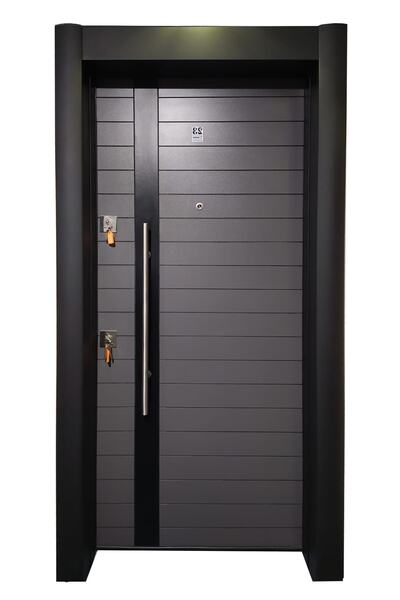 tezwood ahşap kapı sanayi Celik Kapı Tırnaklı Sistem Kale Kilitli Çelik Kapı Siyah Statik Kasalı Antrasit Düz Model Sol Açılım