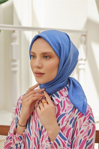 Şalland Plain Silk Viscose Scarf Series Indigo