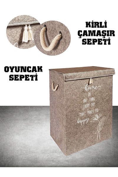 Smyak Mega Box - Laundry Box, Toy Basket, Organizer with Felt Lid