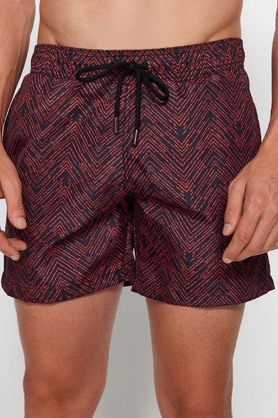 Trendyol Collection Schwarz-orange Badeanzug-Meeresshorts mit geometrischem Muster - TMNSS22DS0011