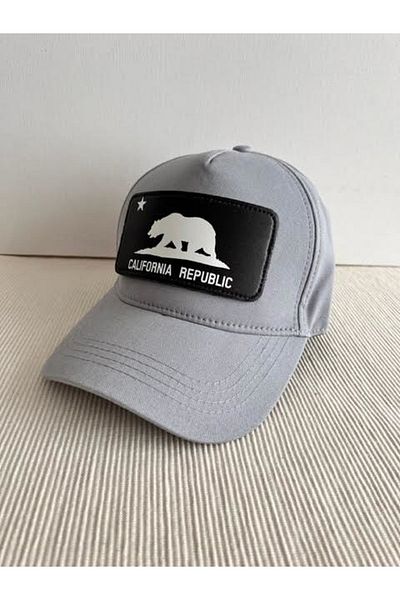 CosmoOutlet California Republic Adjustable Unisex Gray Hat with Removable Logo
