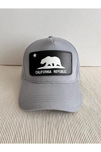 CosmoOutlet California Republic Adjustable Unisex Gray Hat with Removable Logo