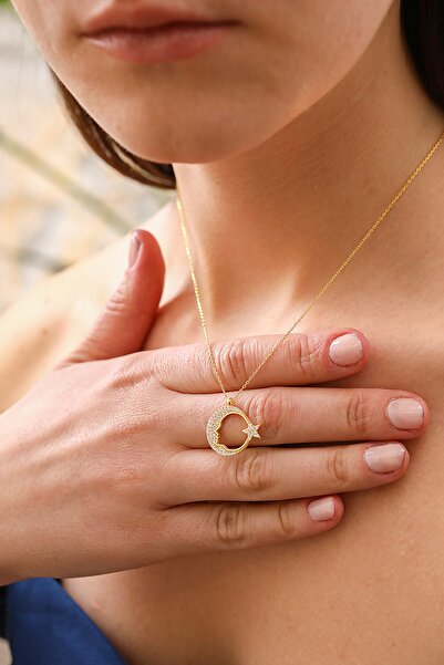 Silvano Jewelry 925 Ayar Gümüş Atatürk Silueti Ay Yıldız Kolye