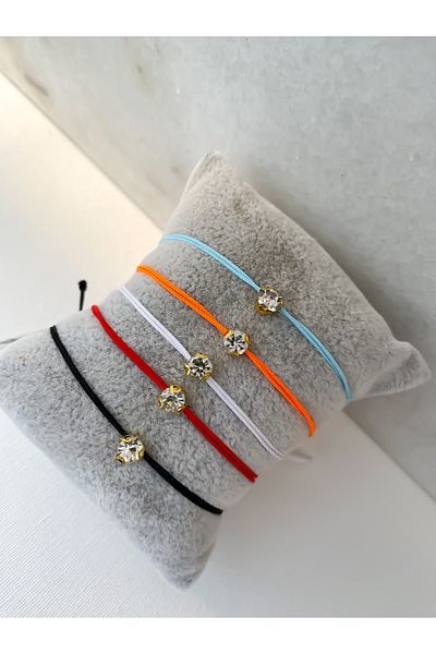 Lucky Designs Zircon Single Stone Adjustable White Rope Bracelet