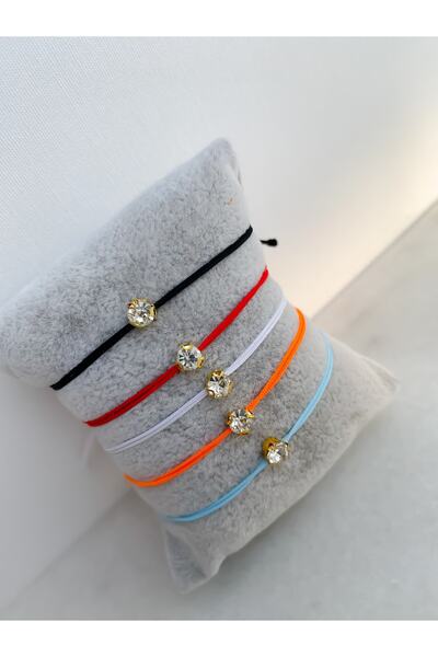 Lucky Designs Zircon Single Stone Adjustable White Rope Bracelet