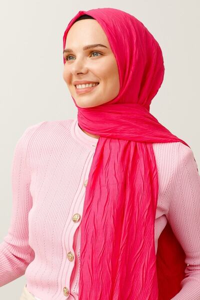 Mooncorn Açık Fuşya Piliseli Bambu Şal