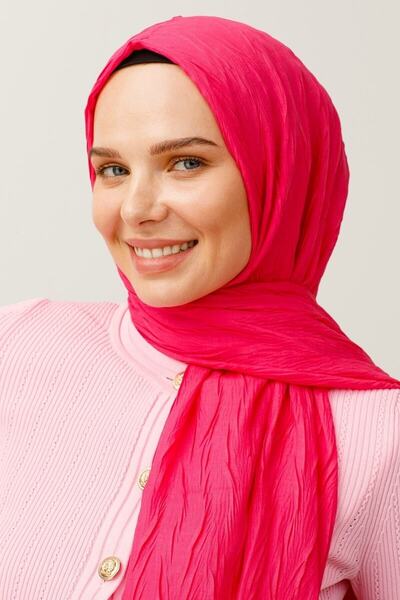 Mooncorn Açık Fuşya Piliseli Bambu Şal