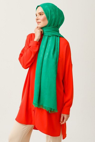 Mooncorn Σάλι ζακάρ από βαμβακερό μοτίβο Benetton Green Chain