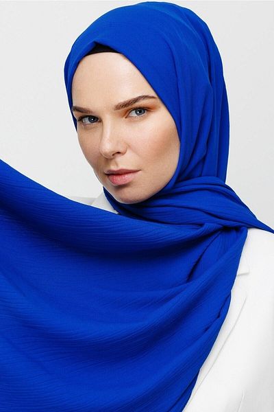 Mooncorn Μεταξωτό σάλι Saks Blue Crinkle Medina