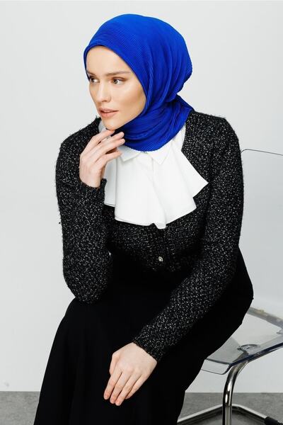 Mooncorn Saks Mavi Pilise Eşarp