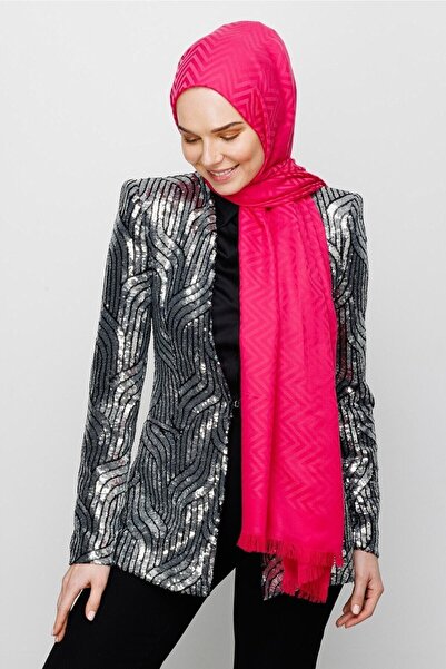 Mooncorn Φούξια Ζιγκ-ζαγκ Μοτίβο Βαμβακερό Σάλι Ζακάρ