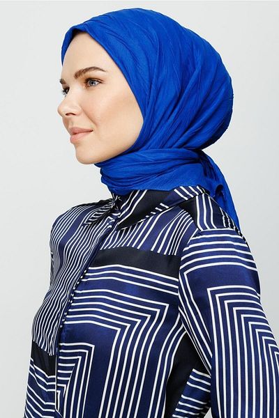 Mooncorn Μπλε πλισέ μαντίλι από μπαμπού Saks