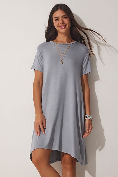 Happiness İstanbul Women's Stone Gray A-Line Summer Combed Cotton Dress UB00088