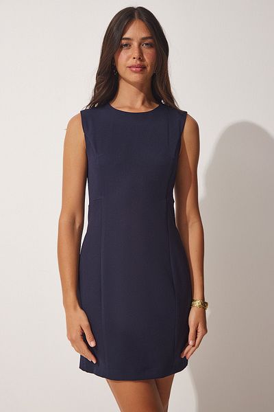 Happiness İstanbul Women's Navy Blue Sleeveless Basic Elegant Dress NS00390