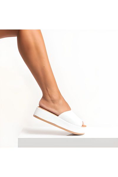 ERNİLA Women's Leather Slippers Genuine Leather