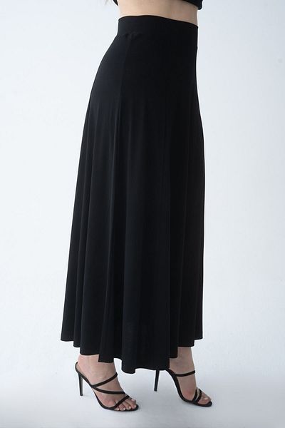 Nelly Plus Size Black Long Skirt with Elastic Waist