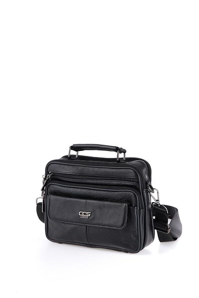 ÇÇS Black 31456 Men's Genuine Leather Shoulder Strap Handbag