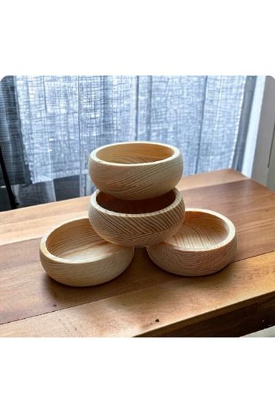 WORKPASAJ Wooden Natural White Snack Bowl Made from Wood Set of 4