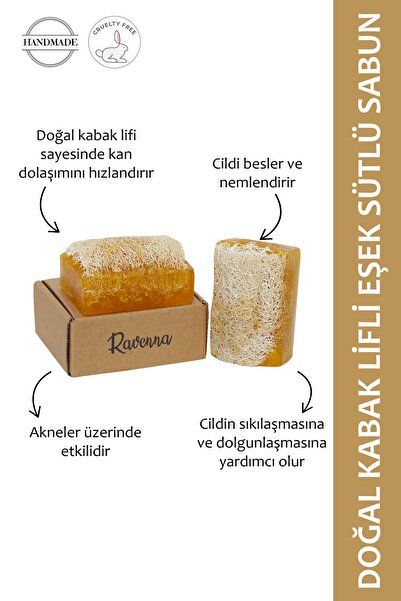 RAVENNA Doğal Kabak Lifli El Yapımı Eşek Sütü Sabunu 130 Gram