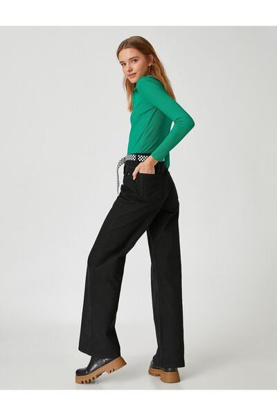 Geppetto Black Lycra - Super High Waist Loose Palazzo Jeans