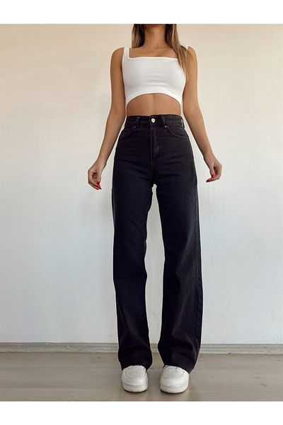 Geppetto Black High Waist Wide Leg Women's Jeans - 2505