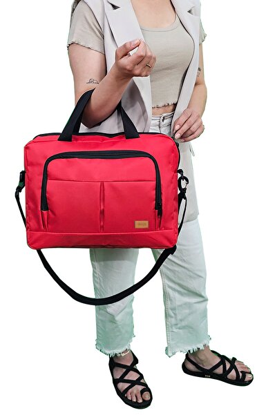 woys 15.6 حقيبة كمبيوتر حقيبة كمبيوتر محمول باللون الأحمر