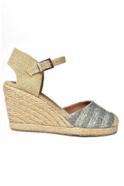 Fox Shoes P241612017 Gray Straw Wedge Heeled Women's Shoes