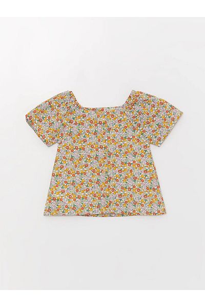 LC Waikiki Lcw Baby-Bluse mit quadratischem Kragen, gemustert