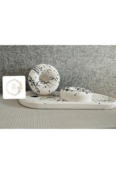 ASEM حامل شموع على شكل دونات مع صينية بيضاوية مزخرفة