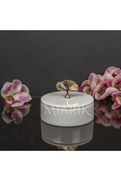 MIARIK DESIGN & DEKORASYON Dekoratif Mermer Pirinç Kulplu Dekoratif Kutu