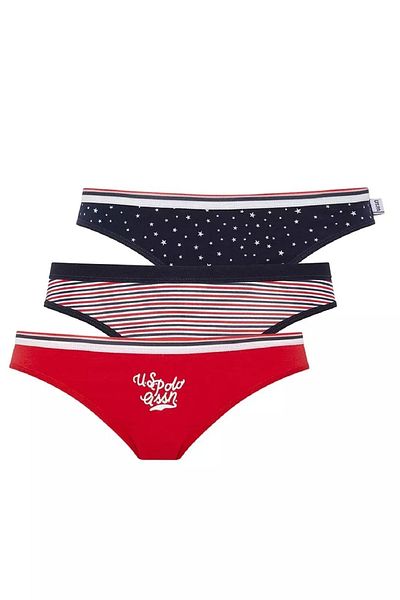 U.S. Polo Assn. Pack of 3, Low Waist, Navy Blue Stars and Red Stripes, Slip Panties Set 66237