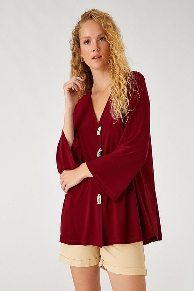 Koton Damen-T-Shirt in Weinrot 9YAF10699GK